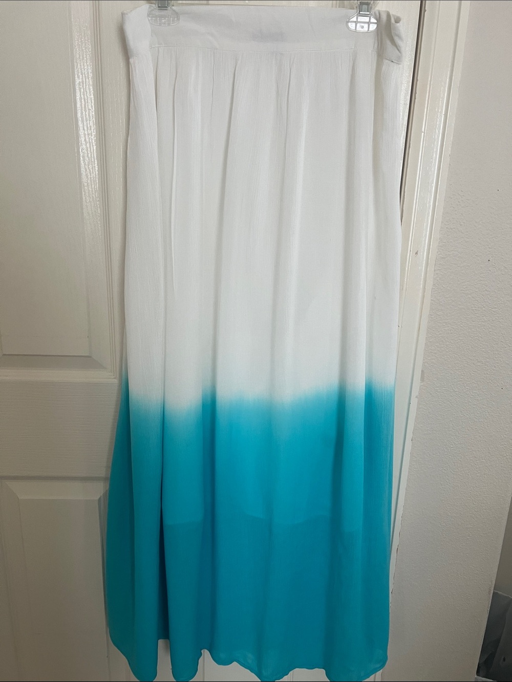 Boston Proper White to Turquoise Ombre Maxi Skirt